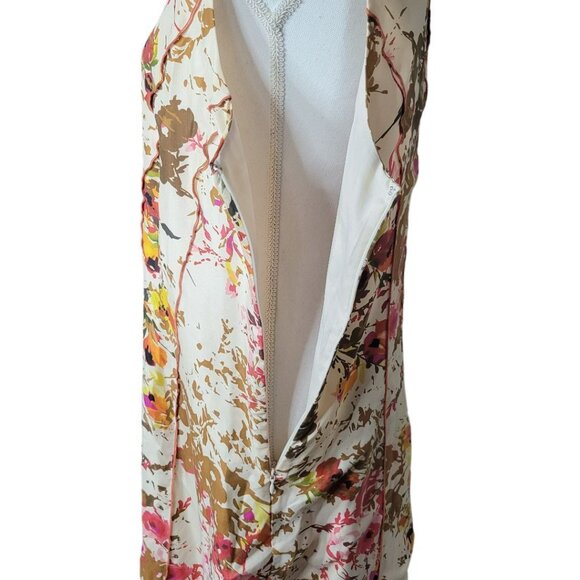 Sundance Silk Dress Floral Fall Side Zip Womens 12 Brown Pink Sleeveless Midi - Picture 7 of 10